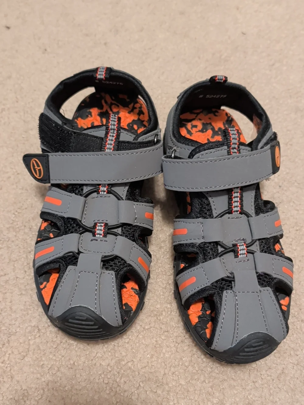Kids Gray & Orange Sandals